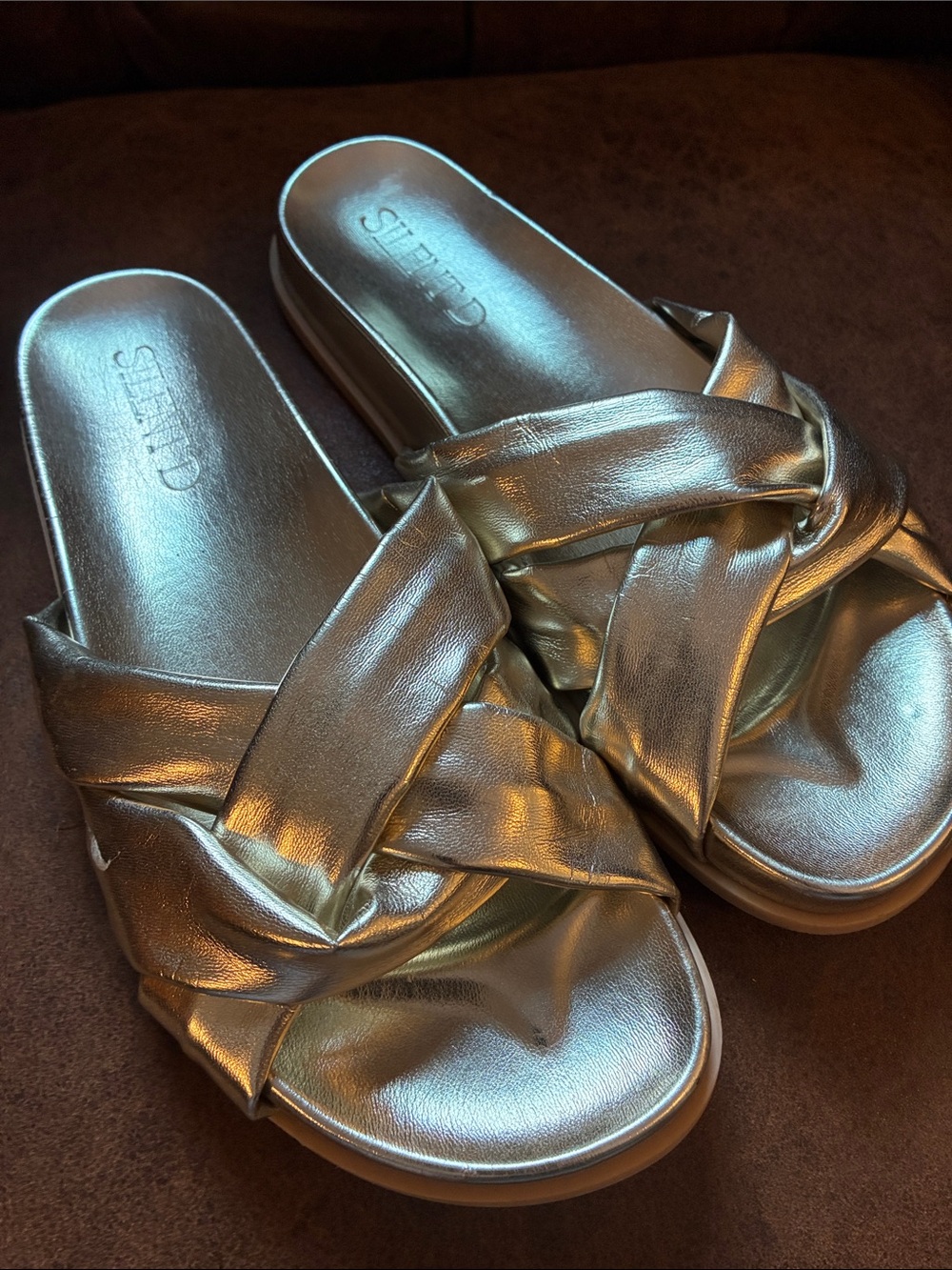 Metallic Gold Slides - Women